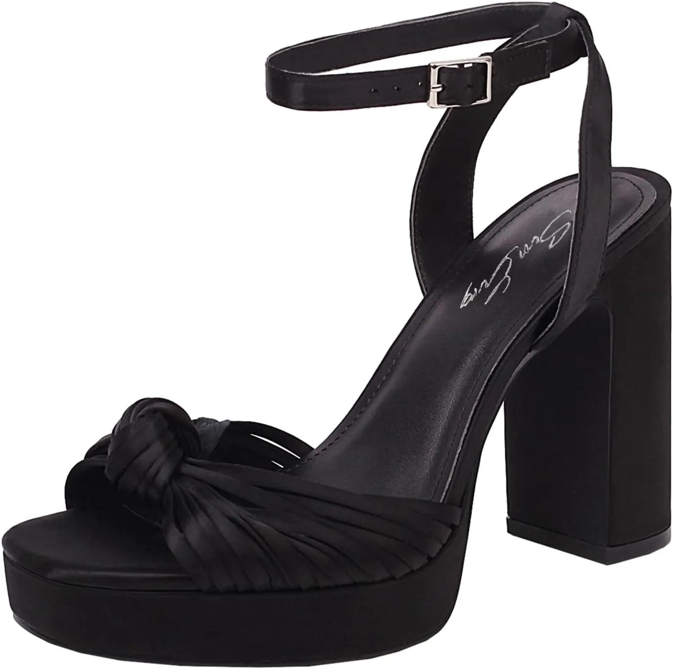 sun gurg Strappy Platform Heels for Women Square Open Toe Chunky High Heels Multicolored Ankle Strap Block Heeled Sandals for Prom Wedding Date Night