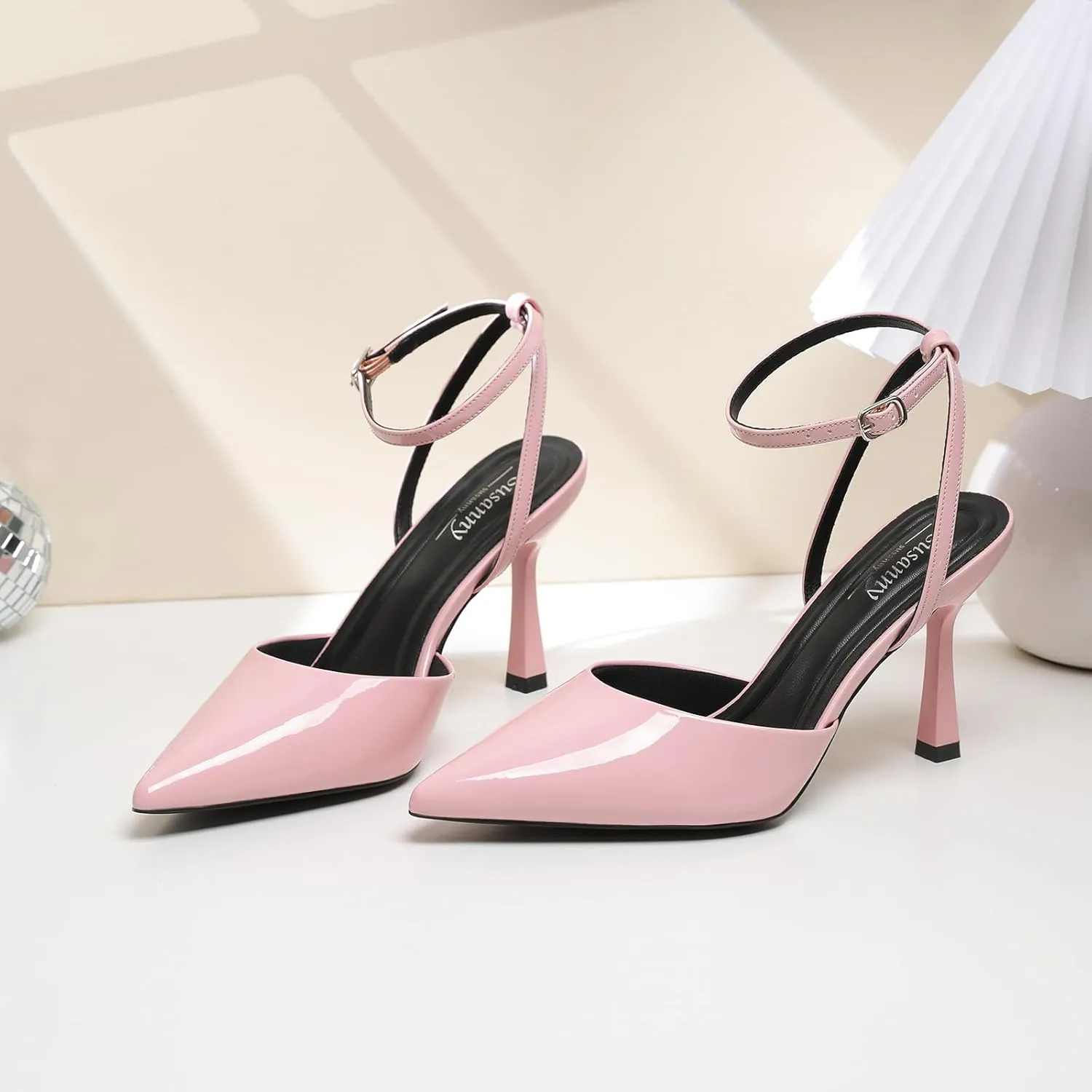 Susanny Heels for Women Stiletto Closed Pointed Toe Backless Dress Shoes High Heels Sexy Kitten Pumps Wedding Guest Party Dance Prom Dressy Comfort Shoes