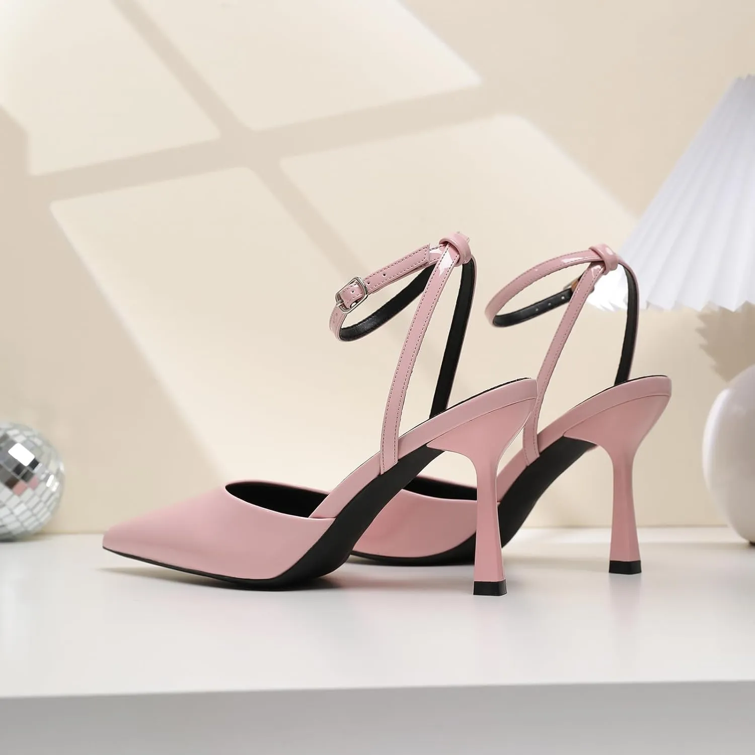 Susanny Heels for Women Stiletto Closed Pointed Toe Backless Dress Shoes High Heels Sexy Kitten Pumps Wedding Guest Party Dance Prom Dressy Comfort Shoes