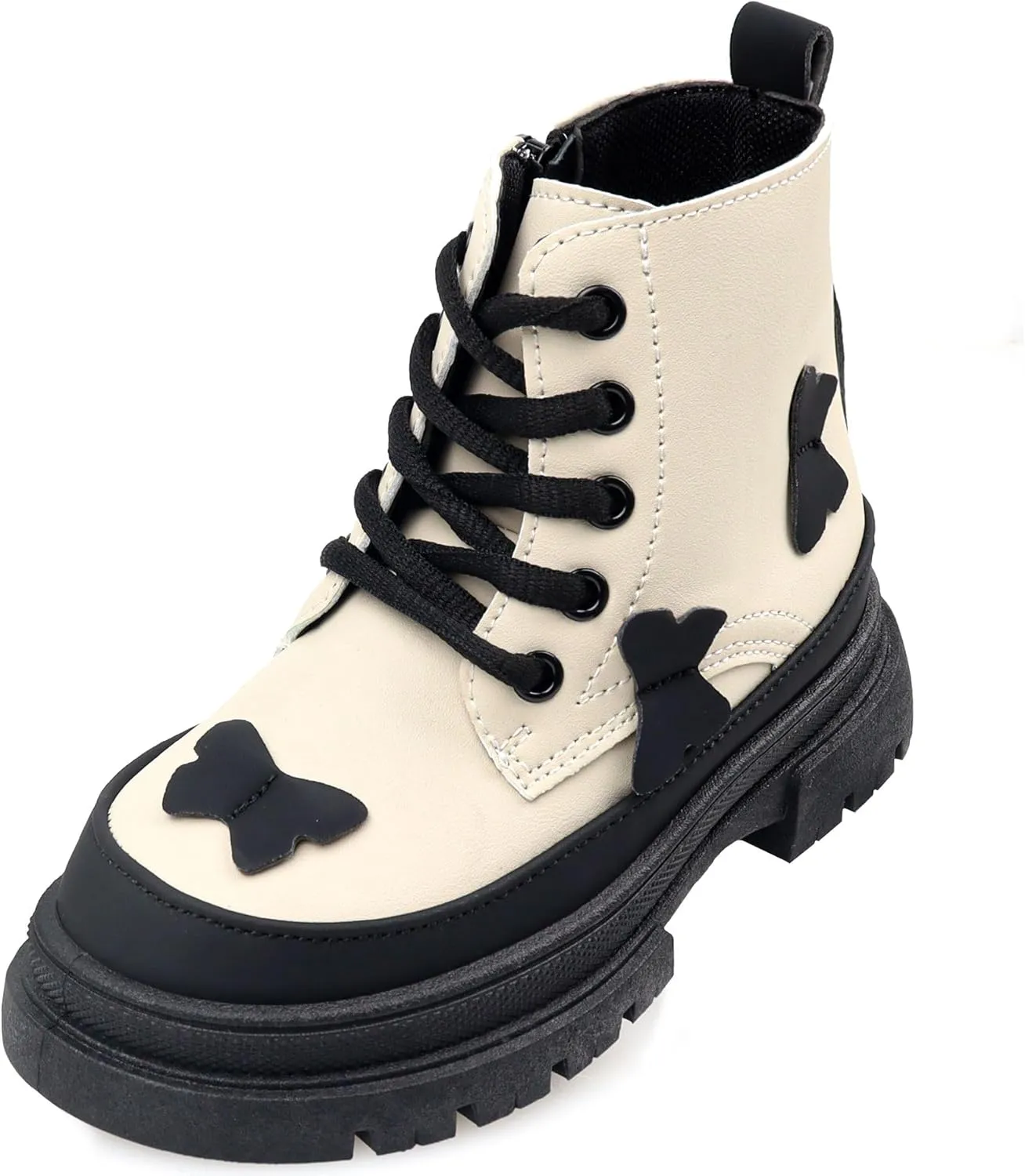 Toddler Boots Girl Side Zipper Lace Up Dress Combat Boots for Toddler/Little Kid/Big Kid