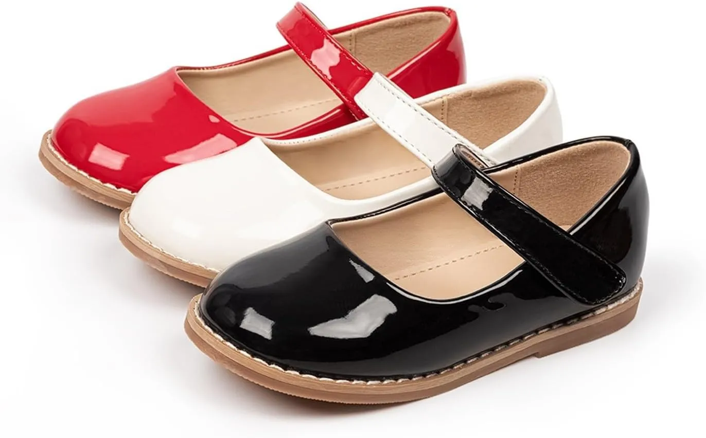 Toddler Girl Black Dress Shoes Mary Jane Ballet Shoe Kids Slip-On Shoes Wedding Casual Walking School Baptism