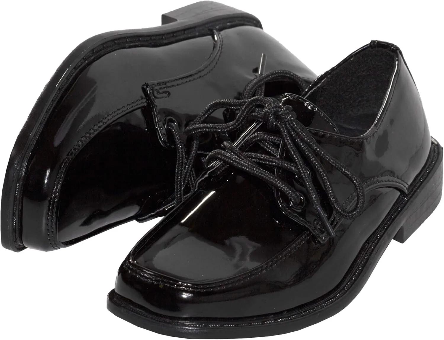 Tuxgear Boys Square Toe Patent Leather Shiny Tuxedo Shoes