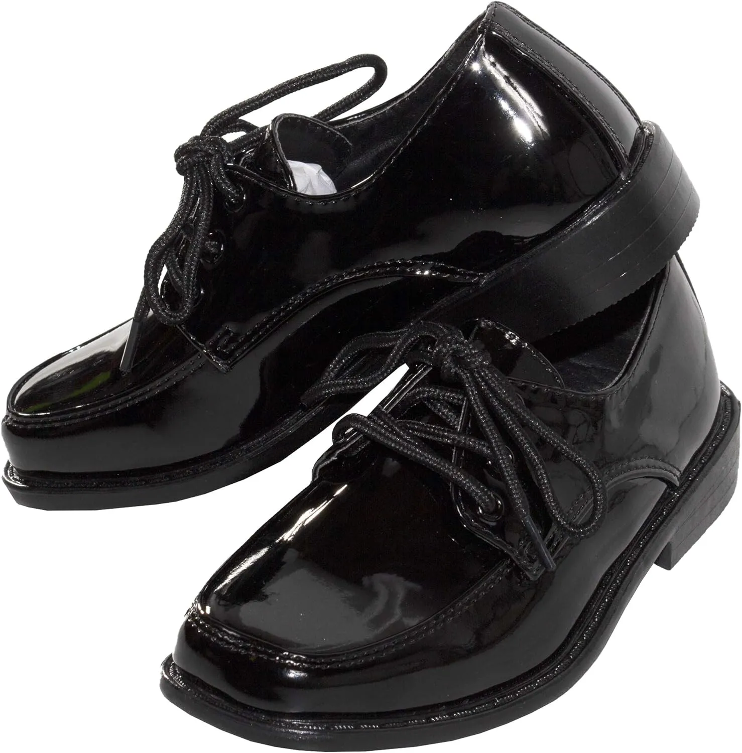 Tuxgear Boys Square Toe Patent Leather Shiny Tuxedo Shoes