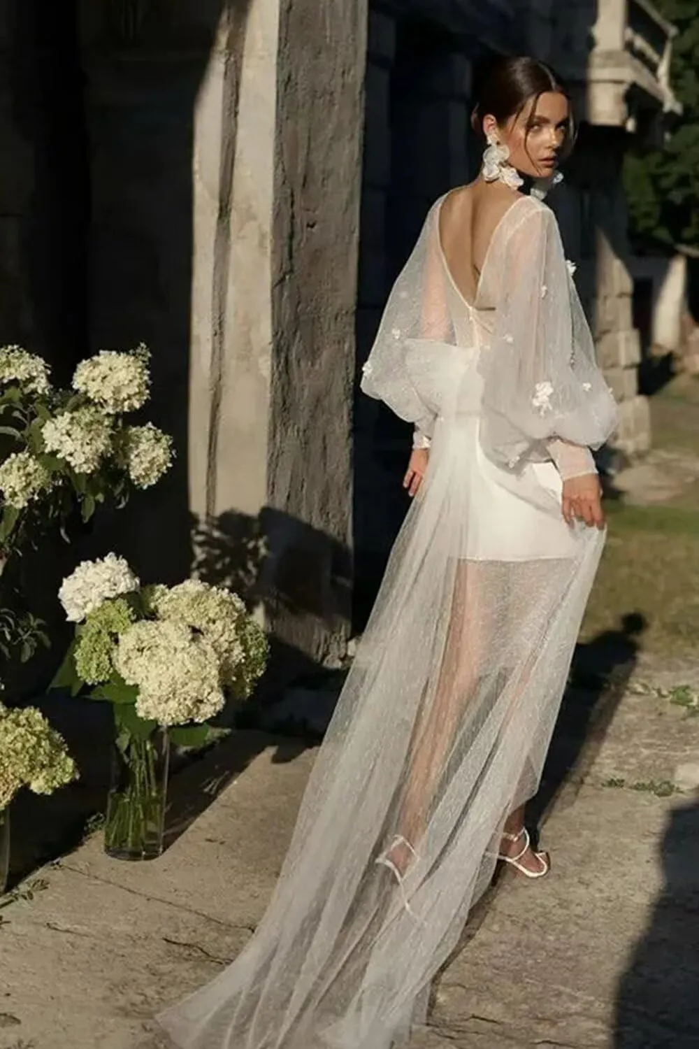 UZN Mini Wedding Dresses 2025 for Women Short Bridal Gown with Lace Reception Gowns for Bride