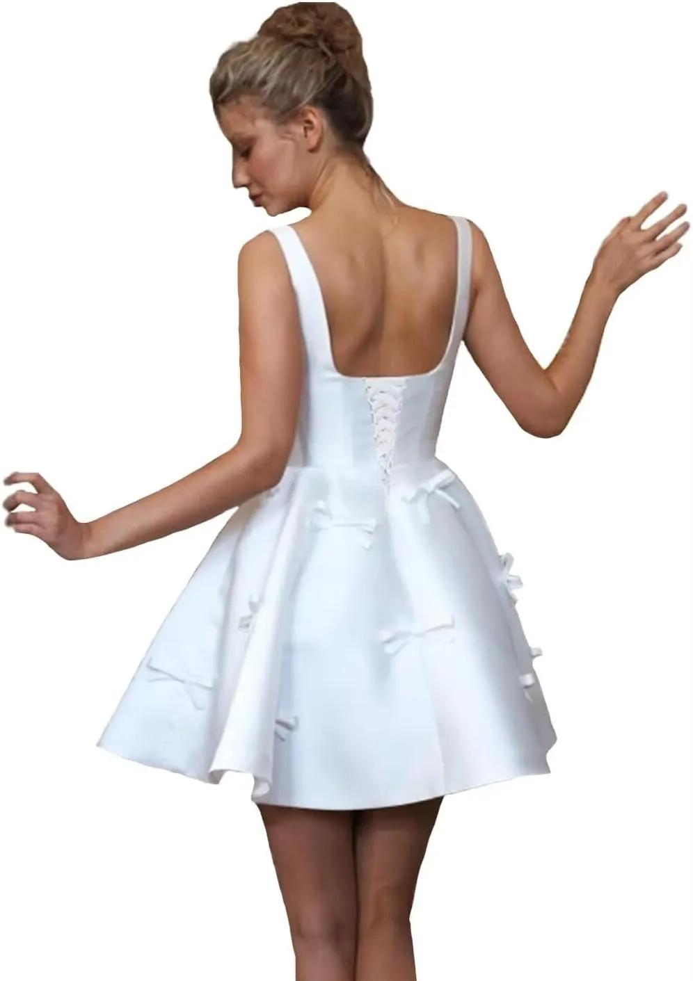 UZN Short Wedding Dresses for Women 2025 Mini Bridal Dress Wedding Reception Gowns for Bride