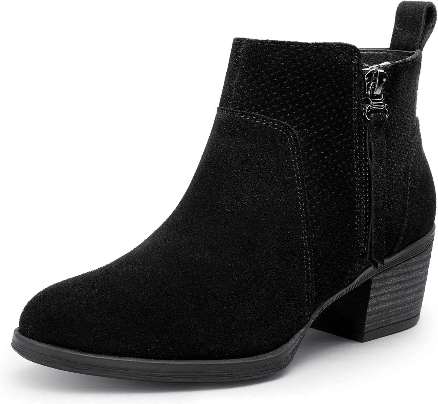 Vepose Women's 9001 Suede Leather Ankle Boots, Dressy Short Booties with Inner Zipper for Lady