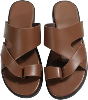 Verdusa Men's Casual Crisscross Leather Flip Flops Thong Sandals