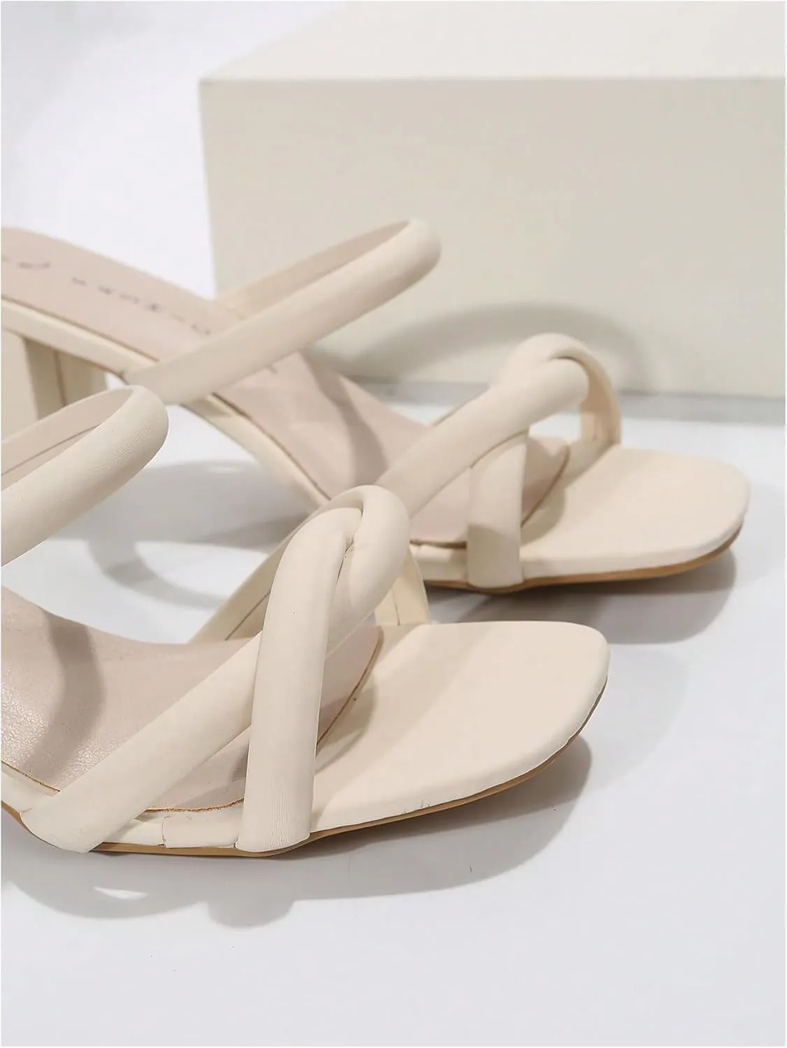 Verdusa Women's Cross Strap Heeled Sandals Square Open Toe Dressy Block Chunky Sandals