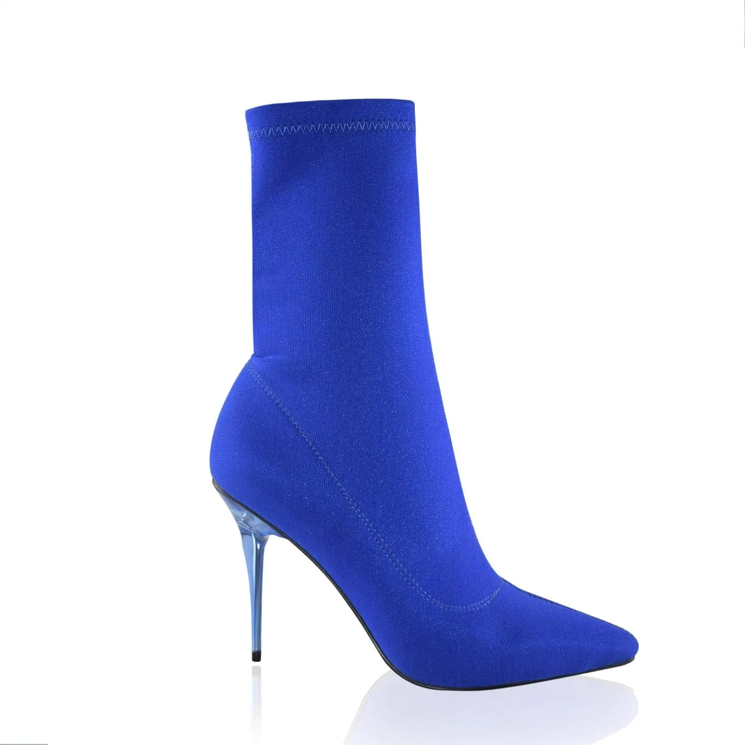 vivianly Stretch Pointed Toe Sock Booties Mid-Calf Ankle Boot Stiletto Heel Boots for Women