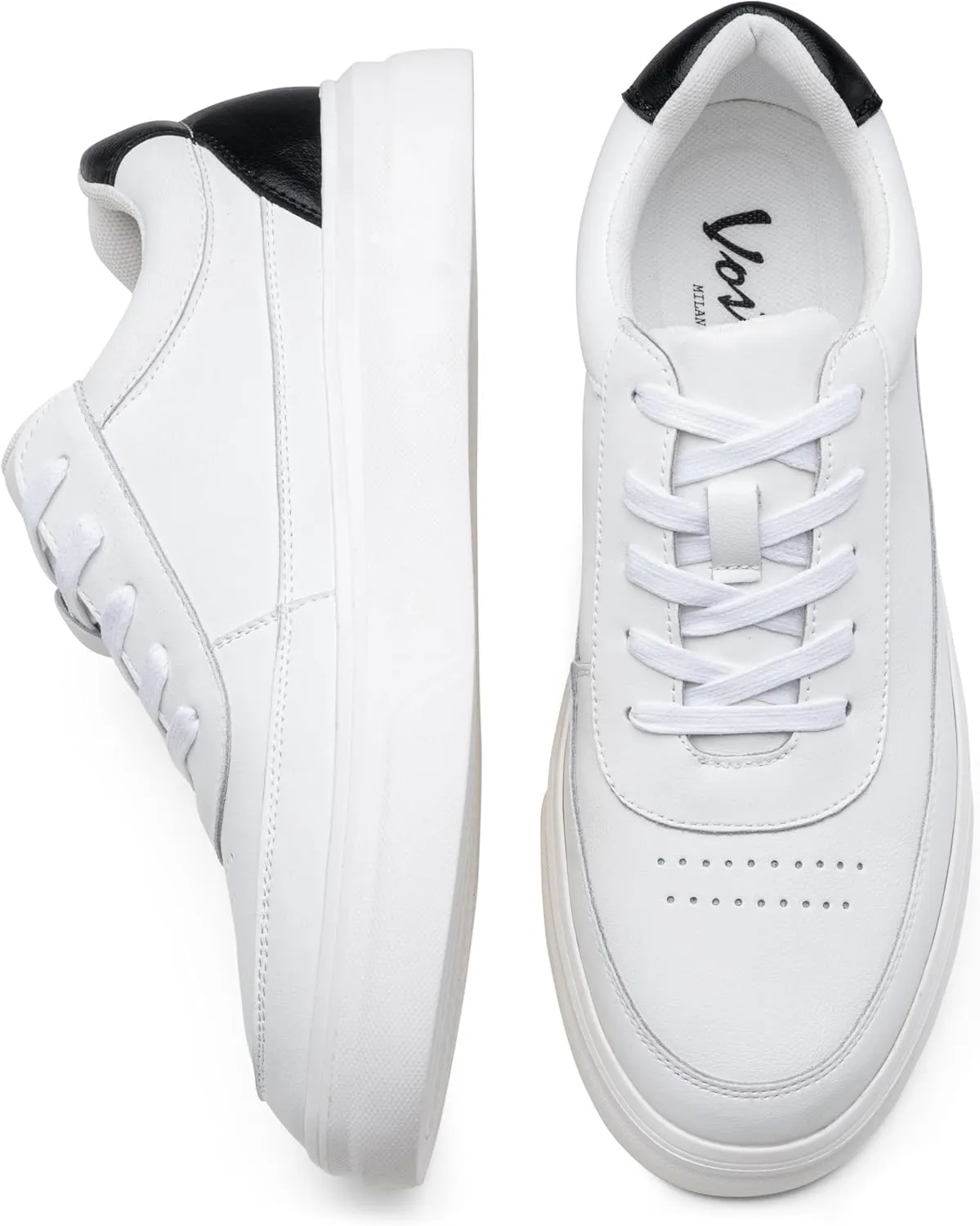 Vostey Men's Fashion Sneakers Leather White Shoes for Men Comfortable Mens Casual Shoes