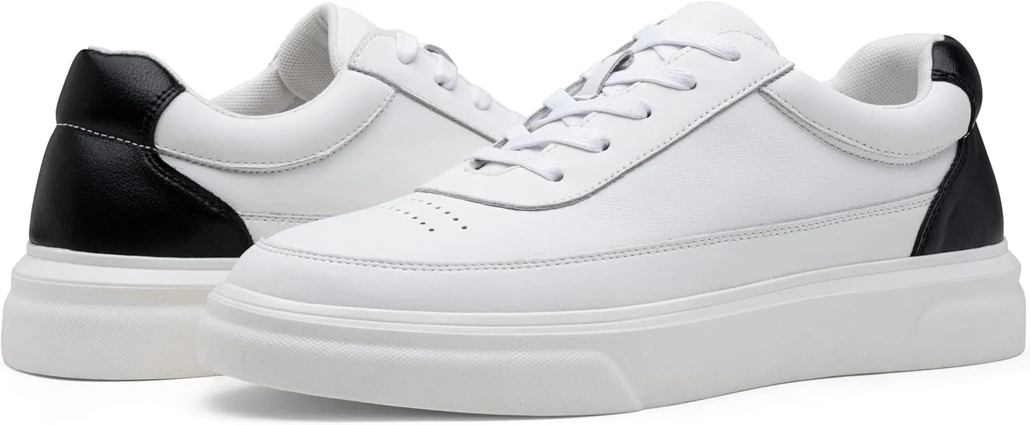 Vostey Men's Fashion Sneakers Leather White Shoes for Men Comfortable Mens Casual Shoes