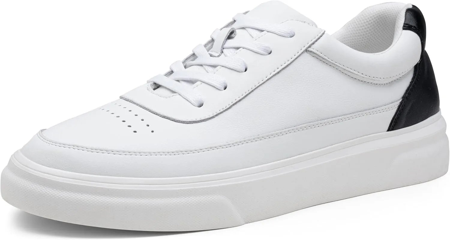 Vostey Men's Fashion Sneakers Leather White Shoes for Men Comfortable Mens Casual Shoes