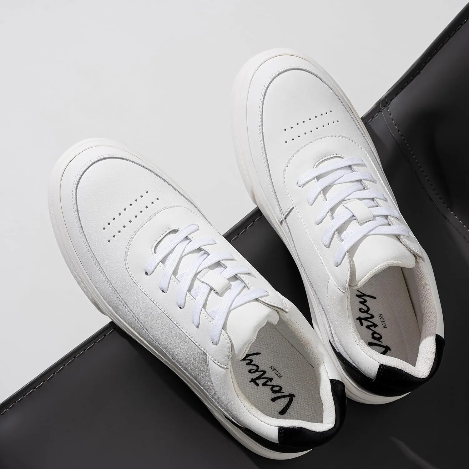 Vostey Men's Fashion Sneakers Leather White Shoes for Men Comfortable Mens Casual Shoes