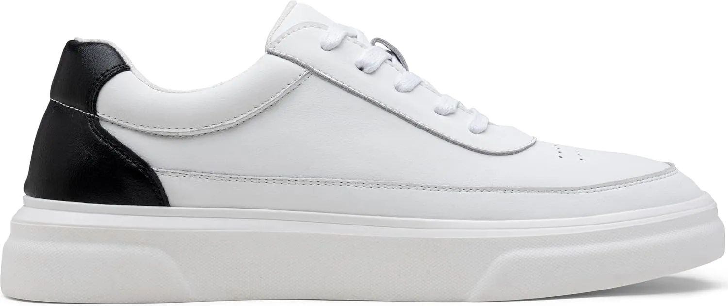 Vostey Men's Fashion Sneakers Leather White Shoes for Men Comfortable Mens Casual Shoes