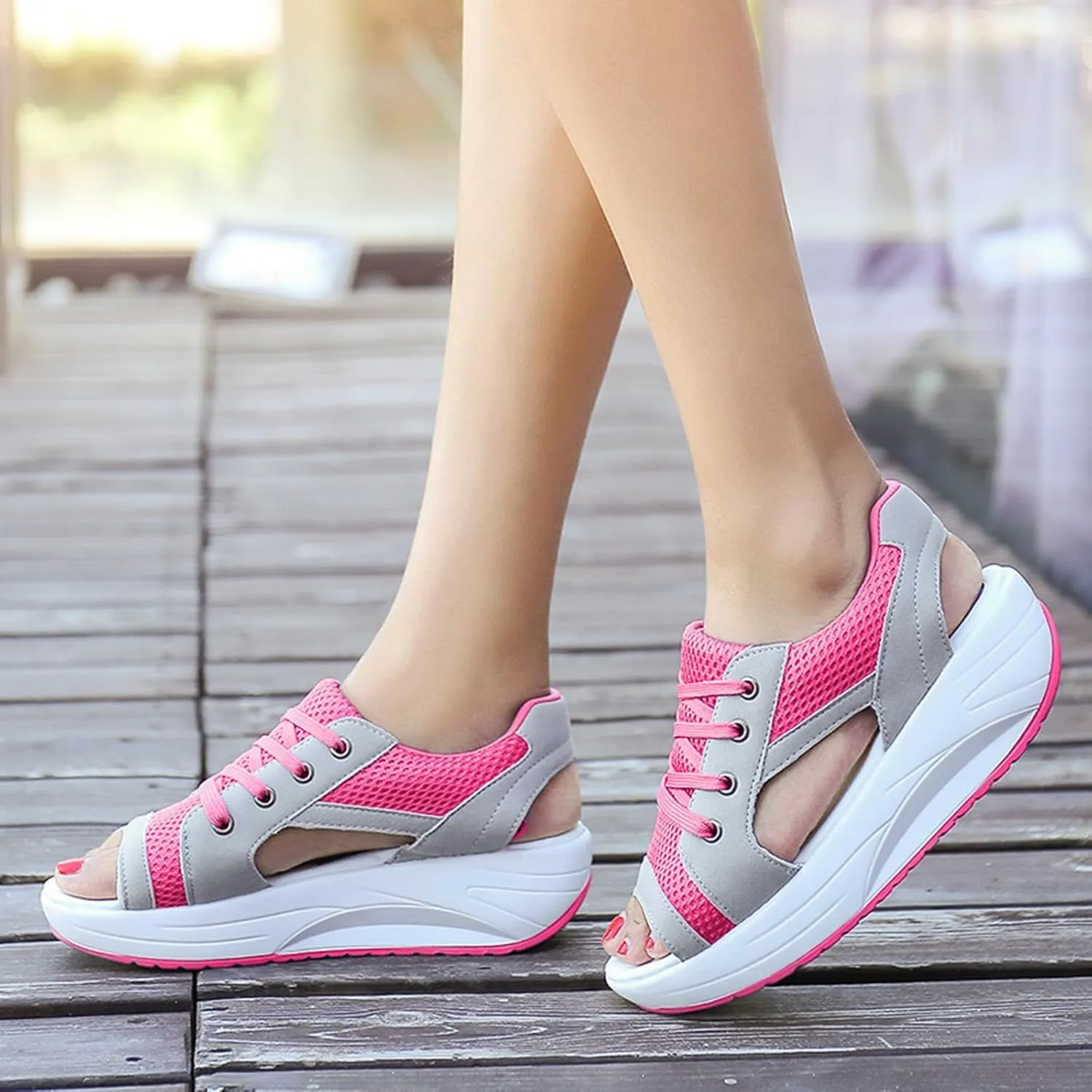 Wedge Orthopedic Sandals for Women Comfortable Open Toe Walking Sandals Ankle Strap Wide Width Platform Wedge