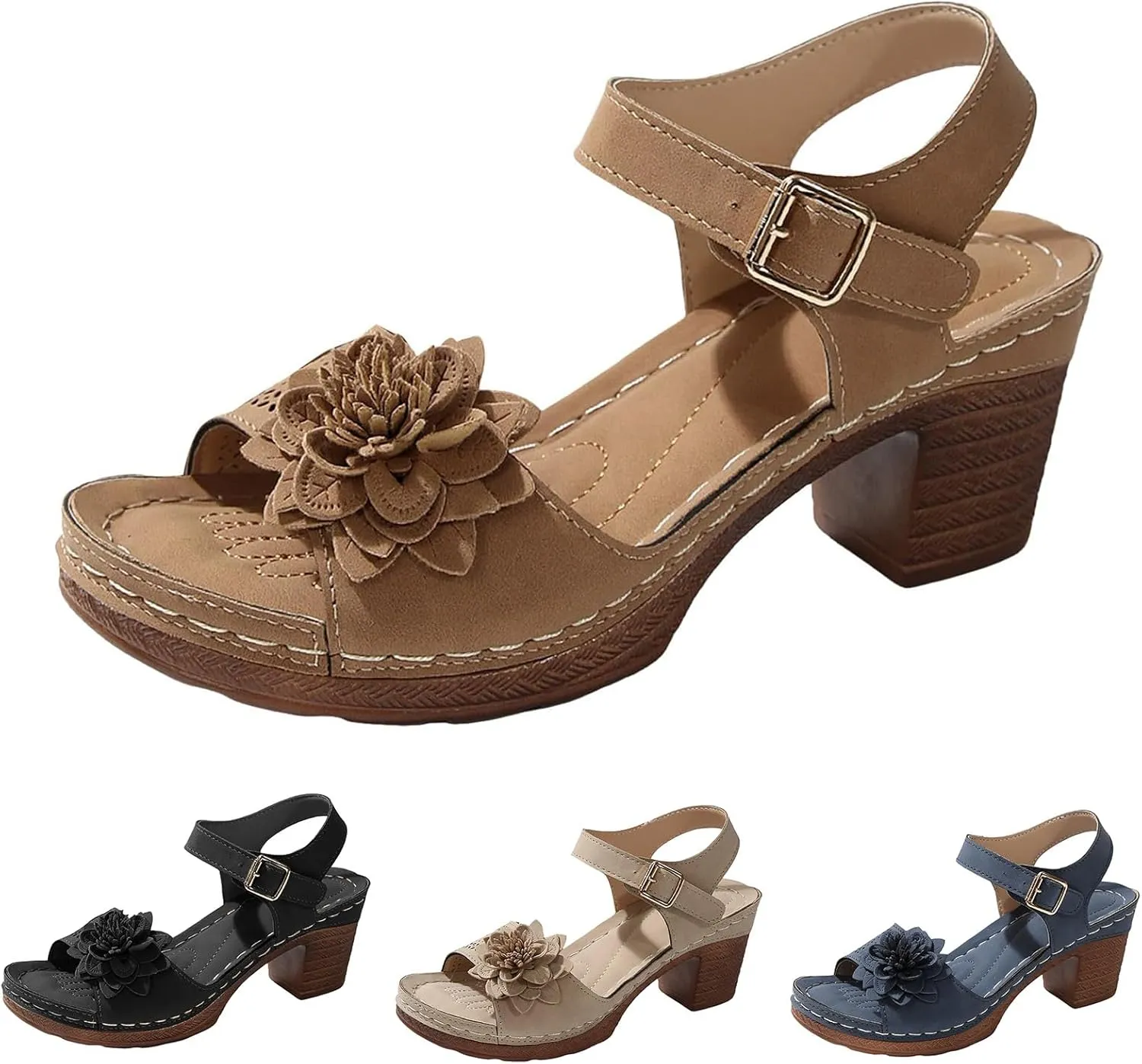 Wedge Sandals for Women 2025 Comfortable Dressy Arch Support Ankle Strap Wedge Sandals Platform Summer Casual Hollow Out Open Toe Low Heel Breathable Shoes