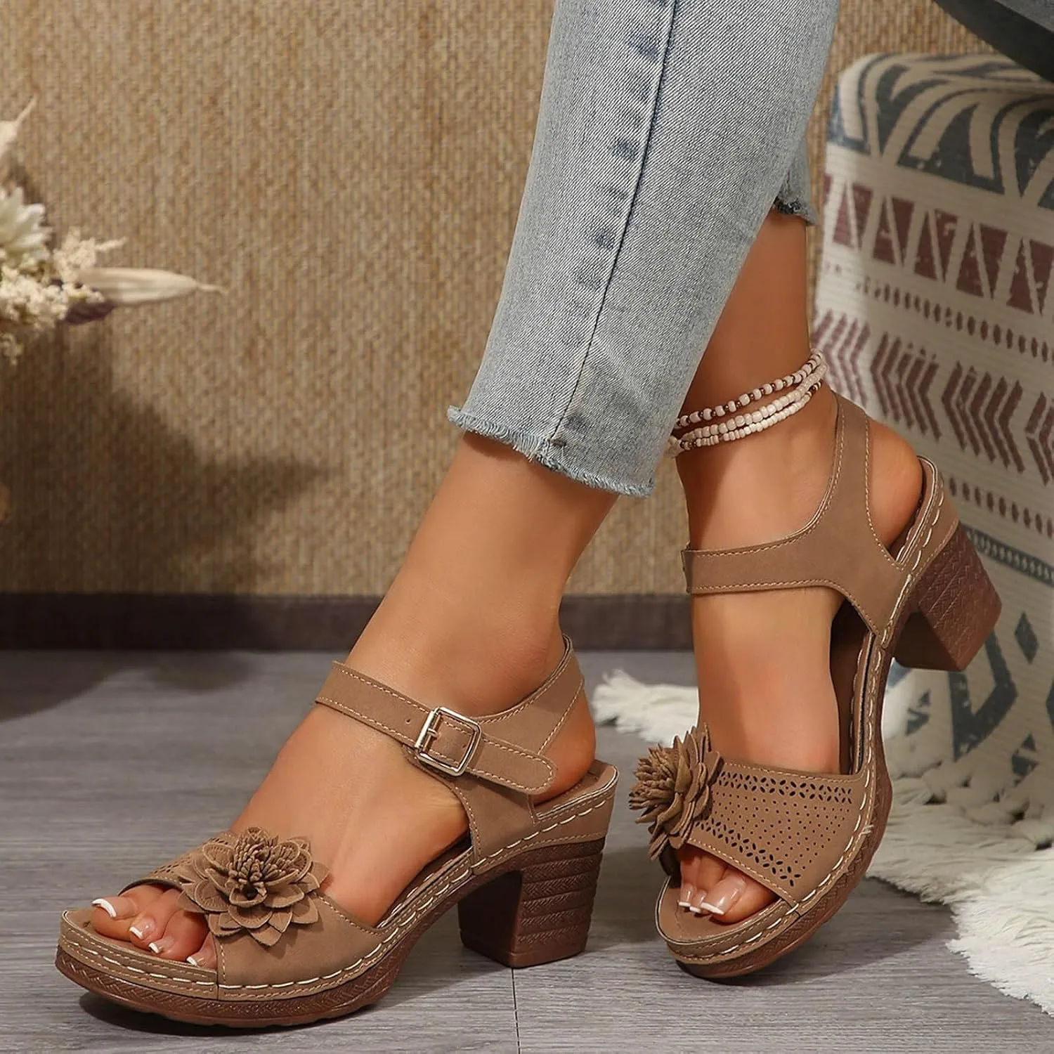 Wedge Sandals for Women 2025 Comfortable Dressy Arch Support Ankle Strap Wedge Sandals Platform Summer Casual Hollow Out Open Toe Low Heel Breathable Shoes