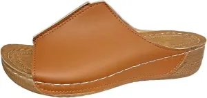Wedges Sandals for Women Damping Sole Upgradation Stretch Low Heel Slippers Rubber Sole Arch Support Cushion Slides Sandals Slip on Going Out Dressy Comfortable Summer Beach Walking