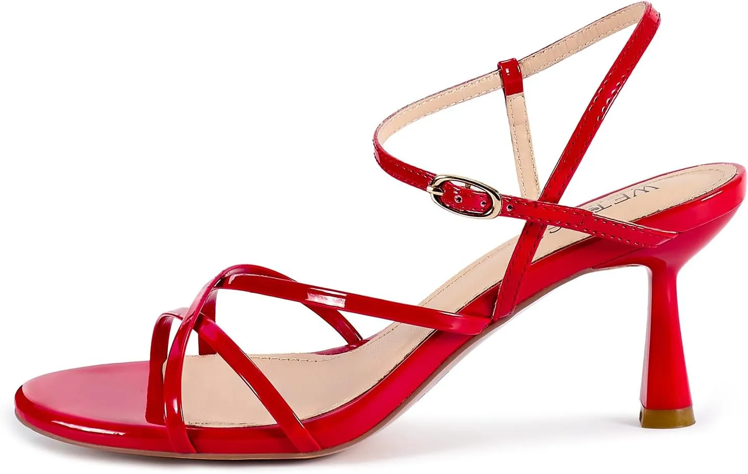 wetkiss Strappy Kitten Heels For Women Low Heel Comfy Sandals Adjustable Ankle Strap Round Open Toe For Homecoming Party Dress Wedding Gold Black White Red Silver Available