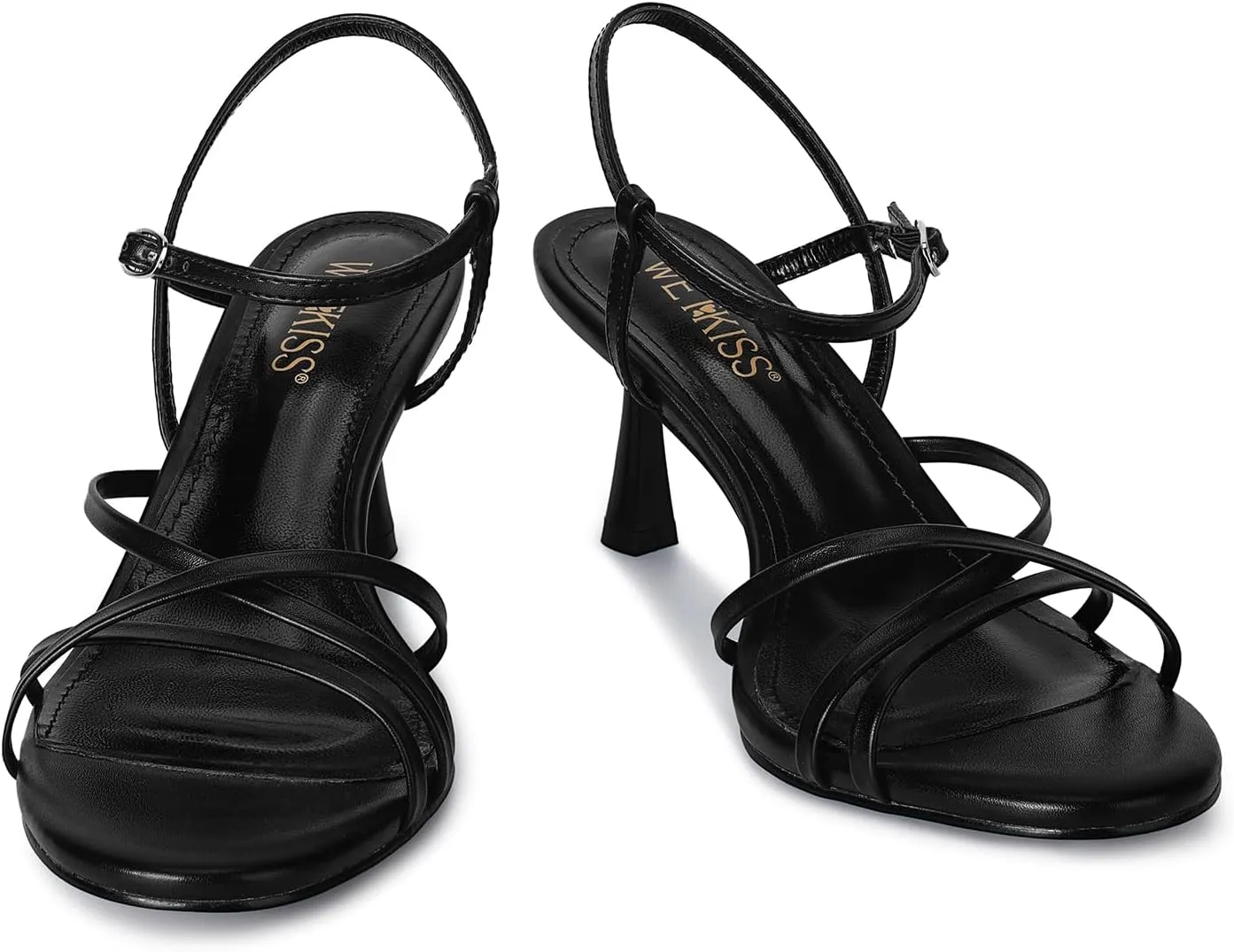 wetkiss Strappy Kitten Heels For Women Low Heel Comfy Sandals Adjustable Ankle Strap Round Open Toe For Homecoming Party Dress Wedding Gold Black White Red Silver Available