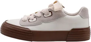 White Sneakers for Women - Lace Up Women's Fashion Sneaker Memory Foam Insole Womens Shoes Non Slip Footwear Lightweight Platform Shoe
