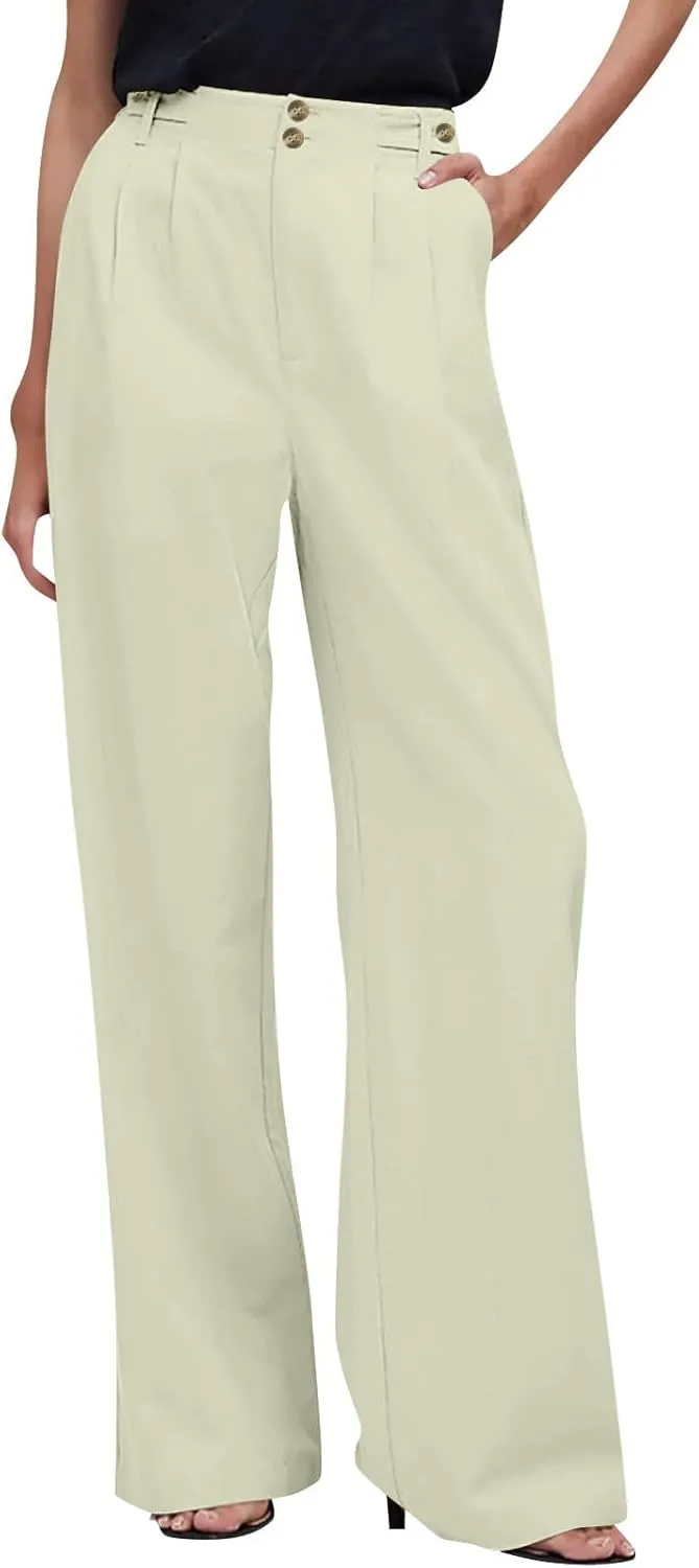 Wide Leg Dress Pants for Women High Waisted Business Casual Pants Baggy Comfy Office Work Pants Trousers with Pockets