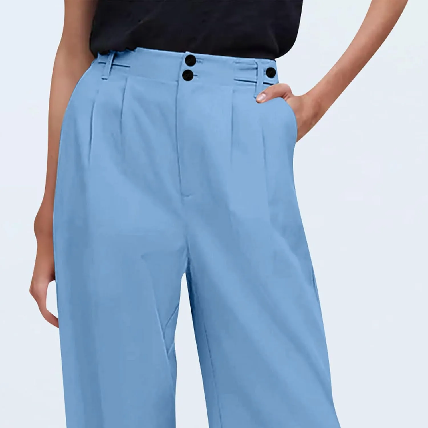 Wide Leg Dress Pants for Women High Waisted Business Casual Pants Baggy Comfy Office Work Pants Trousers with Pockets