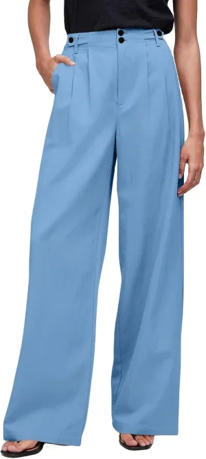 Wide Leg Dress Pants for Women High Waisted Business Casual Pants Baggy Comfy Office Work Pants Trousers with Pockets