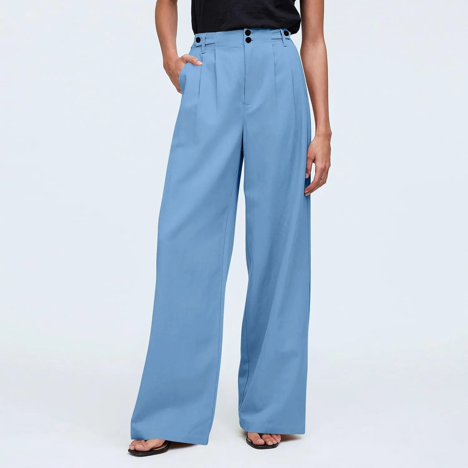 Wide Leg Dress Pants for Women High Waisted Business Casual Pants Baggy Comfy Office Work Pants Trousers with Pockets