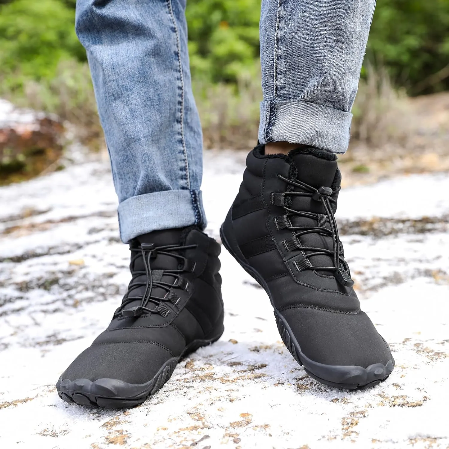 Winter Snow Boots for Women & Men | Minimalist Winter Snow Boots Barefoot | Warm Ankle Booties | Zero Drop Sole | Wide Toe Box | Slip on Sneakers | Waterproof Fur Lining Warm Snow Ankle Boots