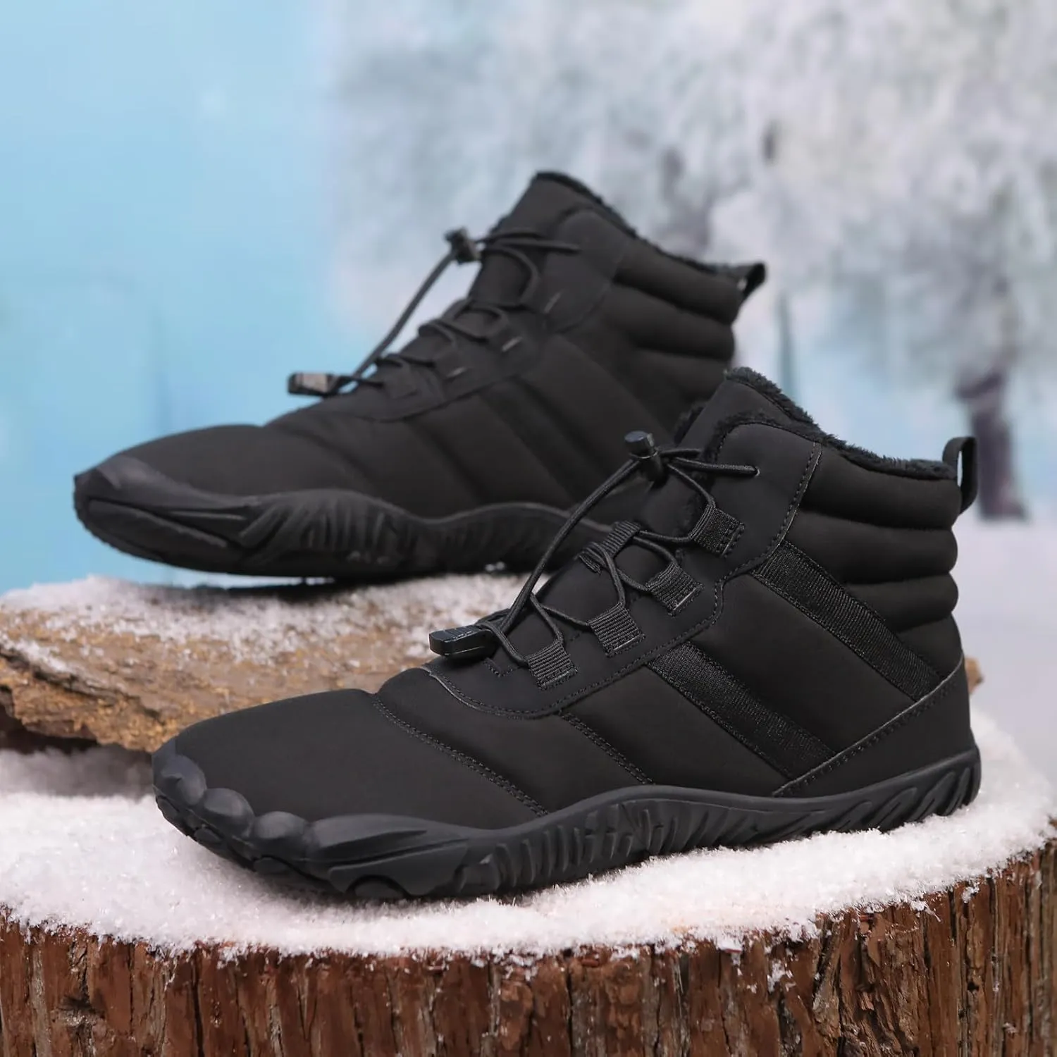 Winter Snow Boots for Women & Men | Minimalist Winter Snow Boots Barefoot | Warm Ankle Booties | Zero Drop Sole | Wide Toe Box | Slip on Sneakers | Waterproof Fur Lining Warm Snow Ankle Boots