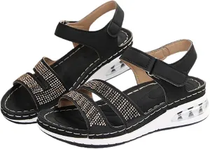 Women Arch Support Walking Sandals Comfortable Orthotic for Orthopedic Shoes Summer Wedges Casual Platform with Adjustable Hook Loop Platform: Ankle Strap Open Toe Dressy Wedge Sandal