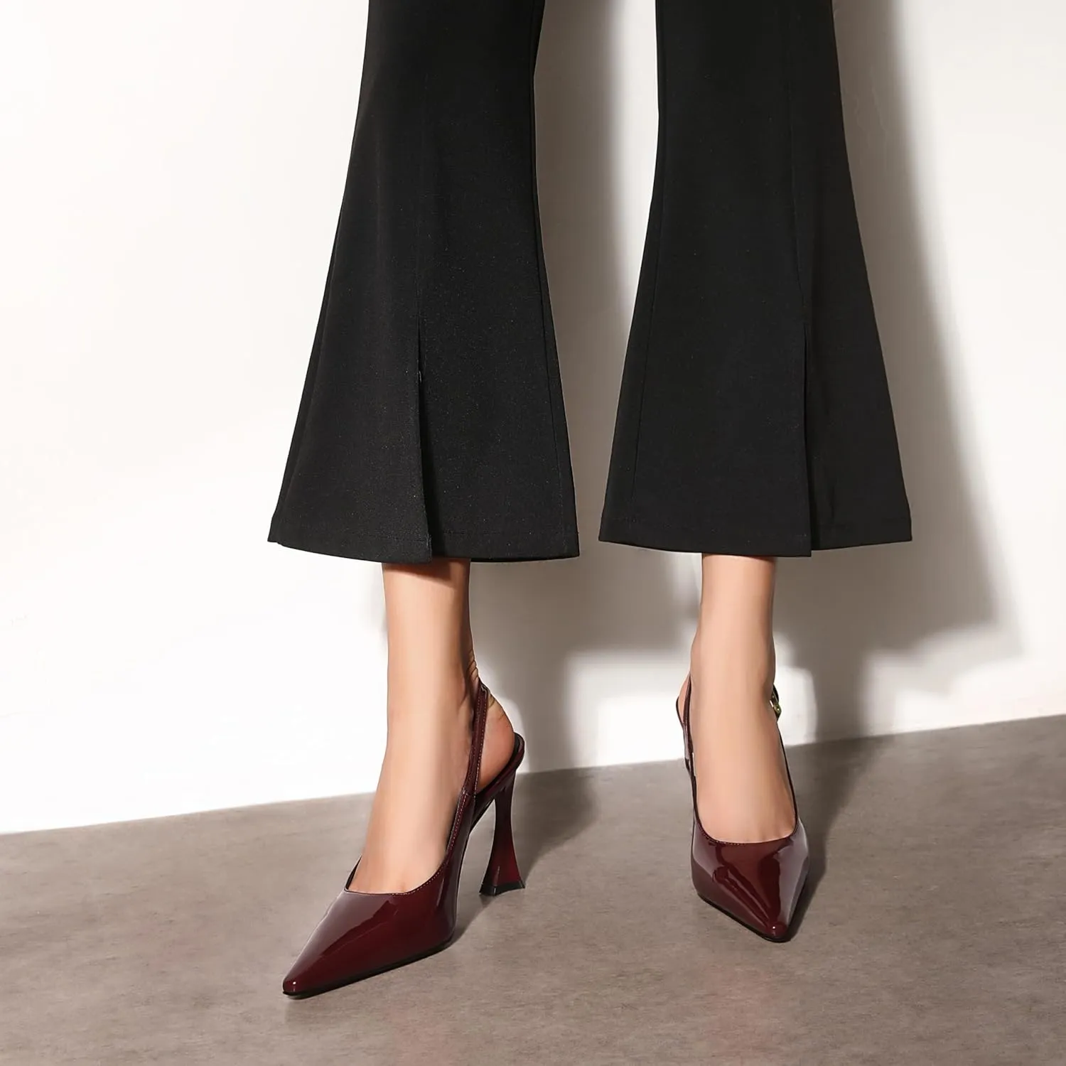 Women Slingback Pointed Toe Stiletto Pumps Slip-on Buckle Strap Patent High Heels Office Lady Casual Party Wedding Prom Fashion Shoes