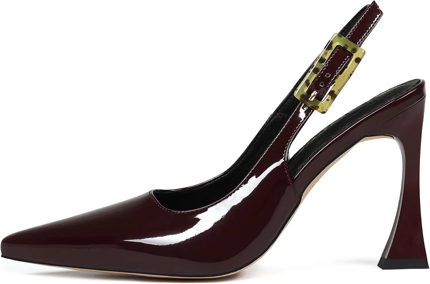 Women Slingback Pointed Toe Stiletto Pumps Slip-on Buckle Strap Patent High Heels Office Lady Casual Party Wedding Prom Fashion Shoes