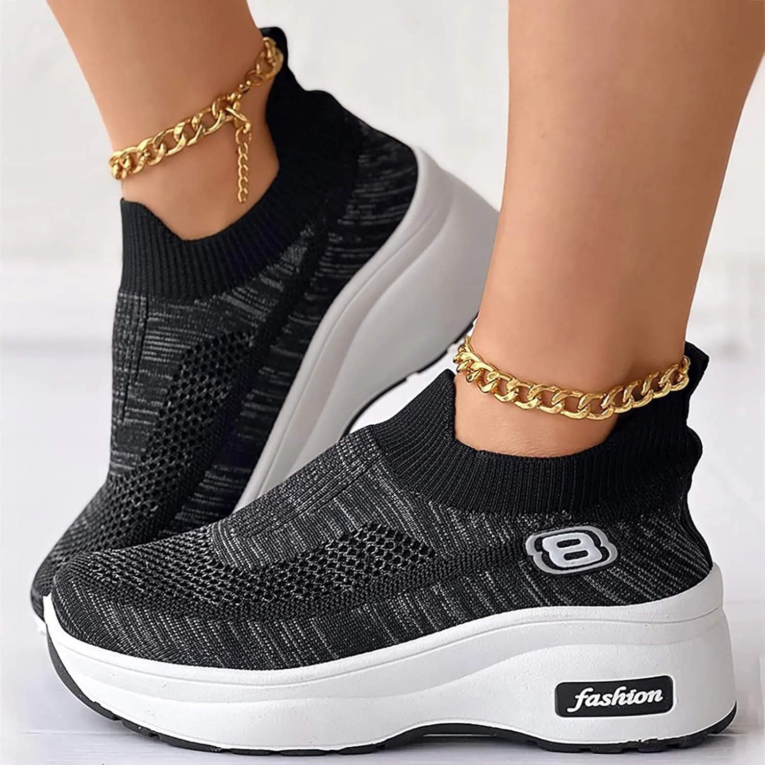Women Sneakers Black and White Women's Slip On Shoes Size 11 Wide Women's Tennis Shoes Size 7 Wide Black Tennis Shoes Women Slip Ons Zapatillas De Tacon para Mujer