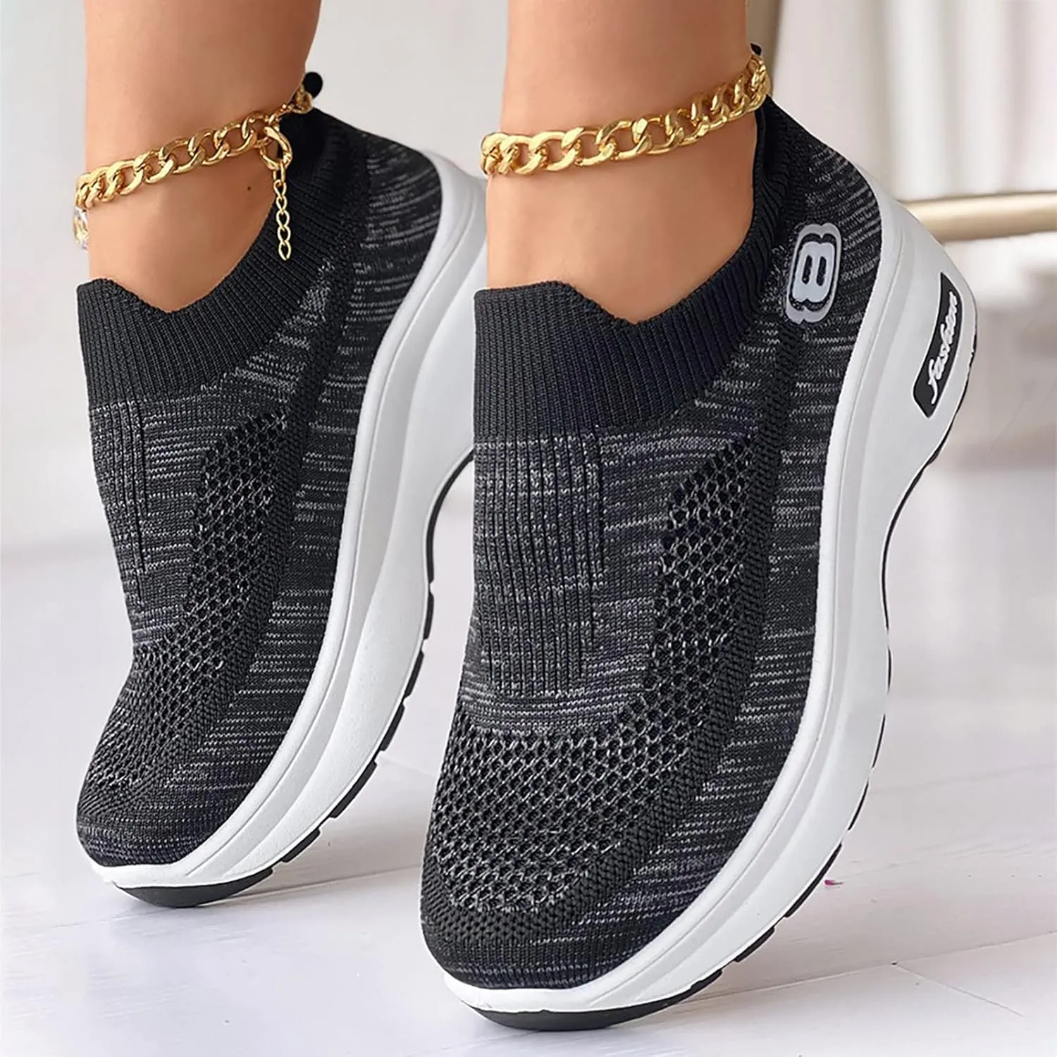 Women Sneakers Black and White Women's Slip On Shoes Size 11 Wide Women's Tennis Shoes Size 7 Wide Black Tennis Shoes Women Slip Ons Zapatillas De Tacon para Mujer