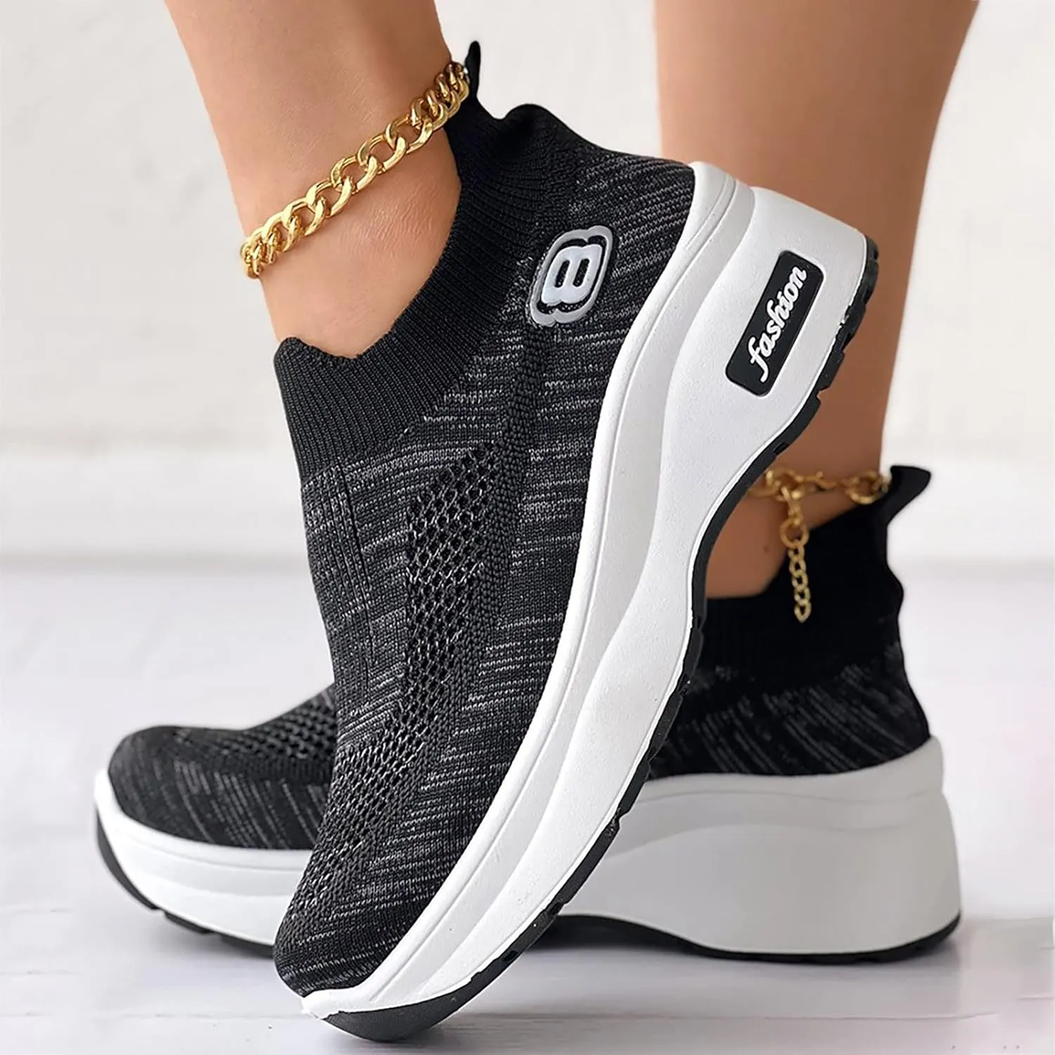Women Sneakers Black and White Women's Slip On Shoes Size 11 Wide Women's Tennis Shoes Size 7 Wide Black Tennis Shoes Women Slip Ons Zapatillas De Tacon para Mujer