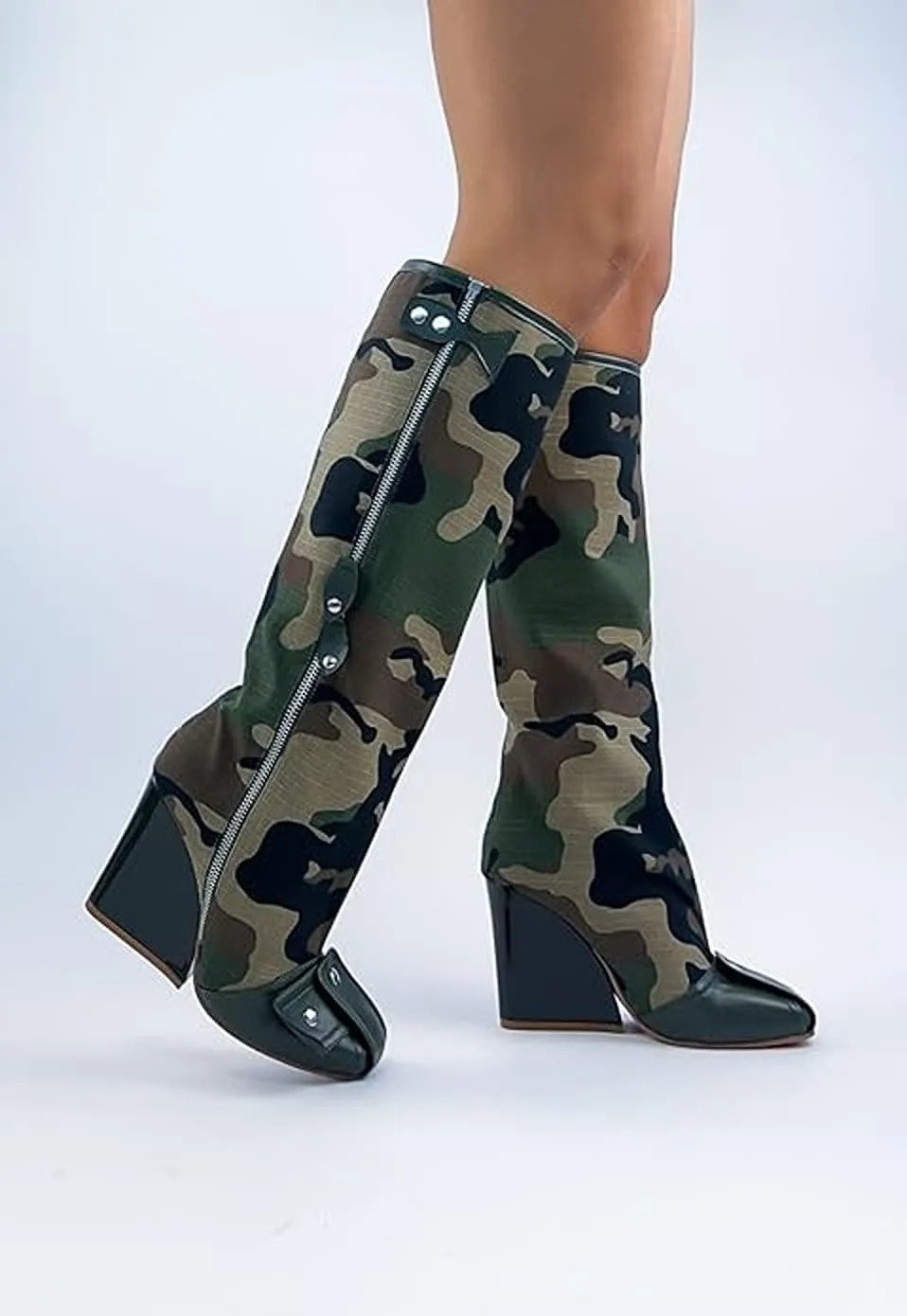 Women Wedge Boots Knee High Fashion Pull On Boots