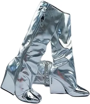 Women Wedge Boots Knee High Fashion Pull On Boots