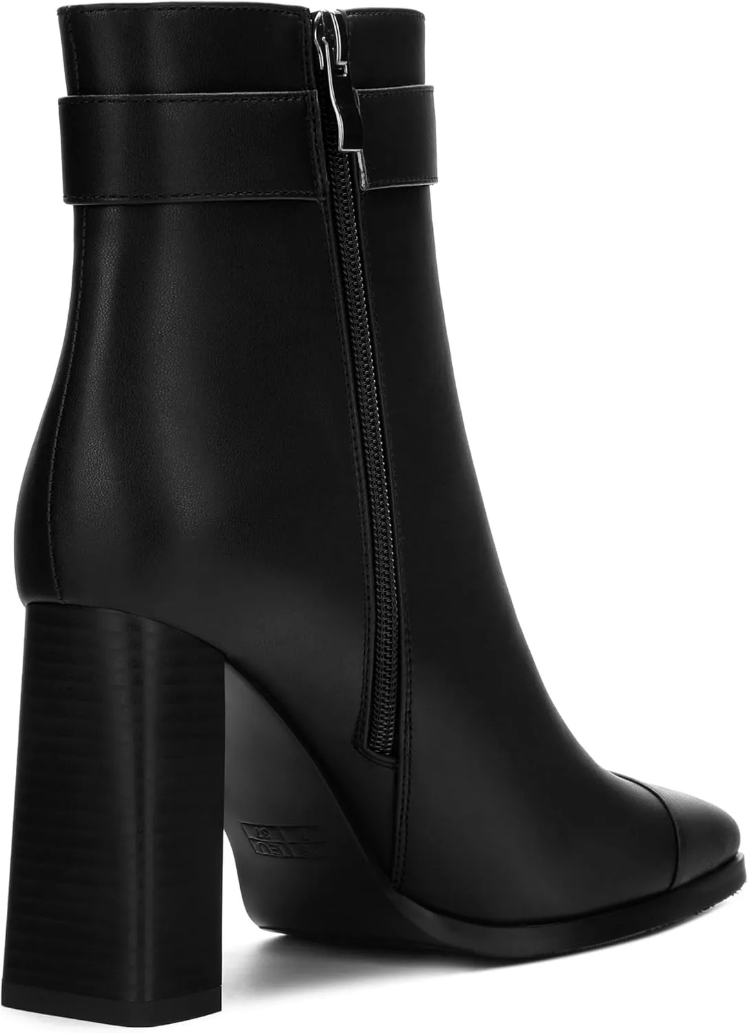 Womens Ankle Boots, Square Toe Chunky Heel Short Booties for Women, High Heel Ankle Boots With Strap and Buckle, Inside Zipper Closure 3.5"