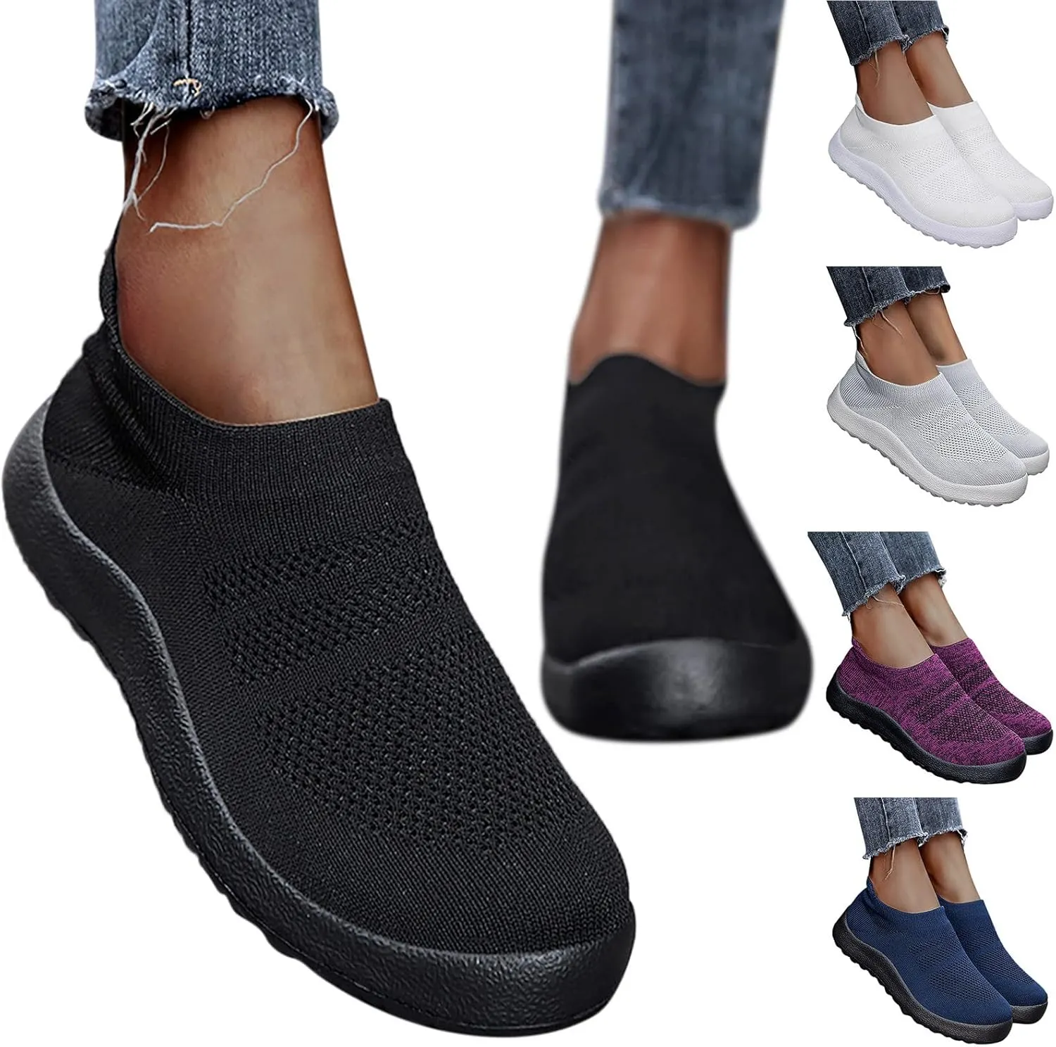 Women's Athletic Walking Shoes Slip On Casual Mesh Mens Dress Shoes Food Service Casual Shoes Trendy Fashion Sneakers 2025 Platform Tennis Shoe Loafers Dress Shoe
