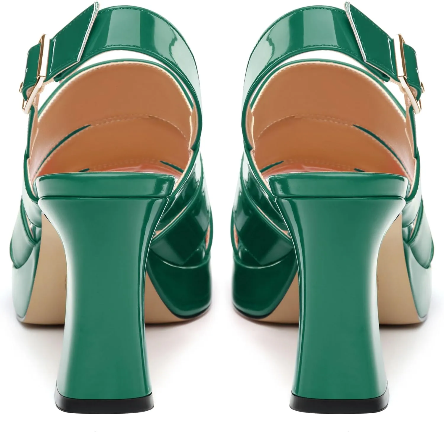 Womens Block High Heel Platform Sandals, Patent Open Toe Ankle Strap Sandals, Womens Dressy Comfort Slingback Sandals 3.3IN