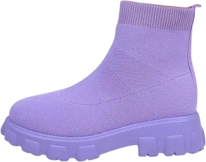 Womens Booties Low Heel Knit Boots Platform Ankle Boots Women's Boots Elastic Platform Ankle Booties Chunky Heel Boots