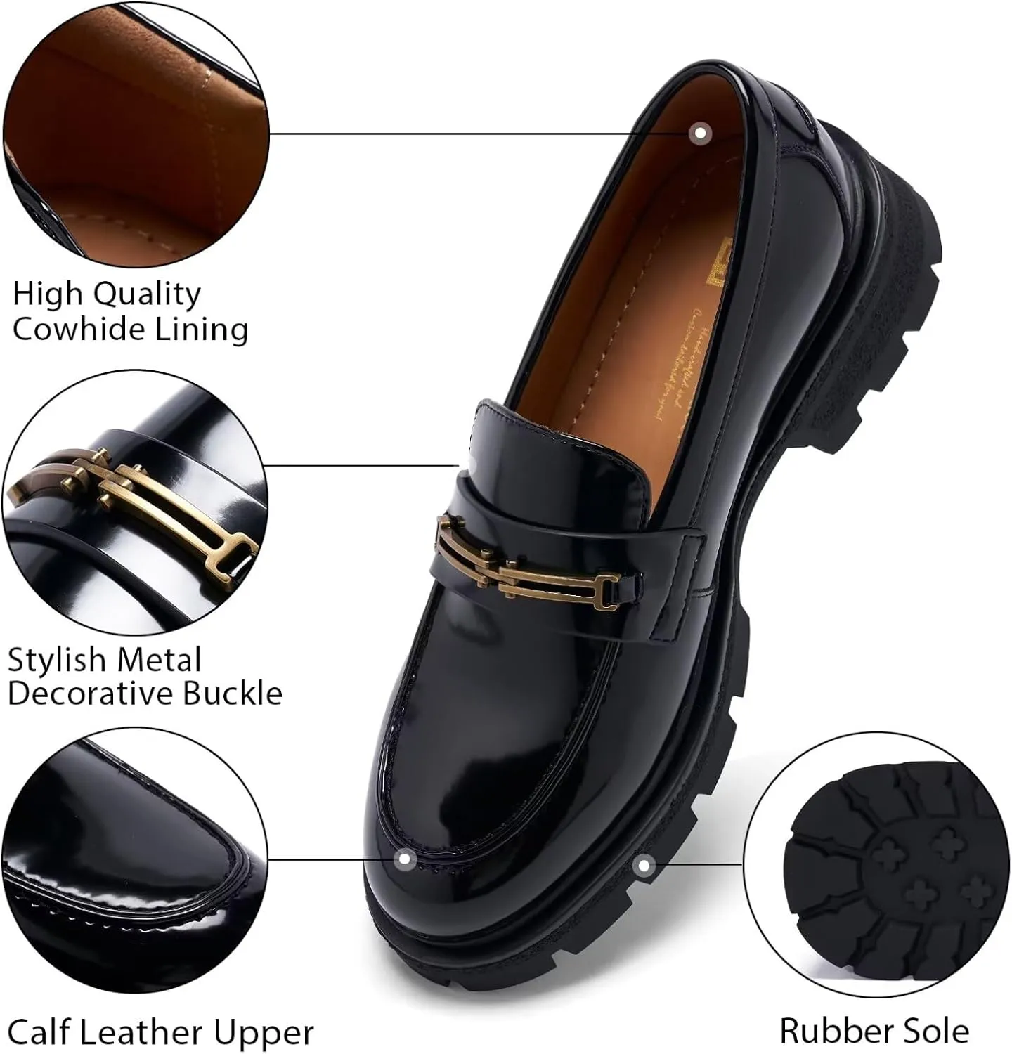 Women's Business Casual Chunky Loafers - Comfortable Platform Slip-Ons