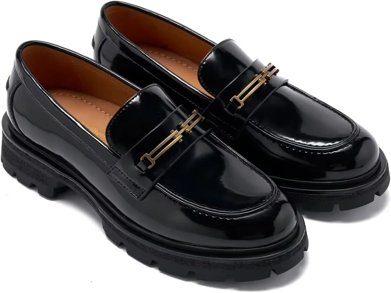 Women's Business Casual Chunky Loafers - Comfortable Platform Slip-Ons