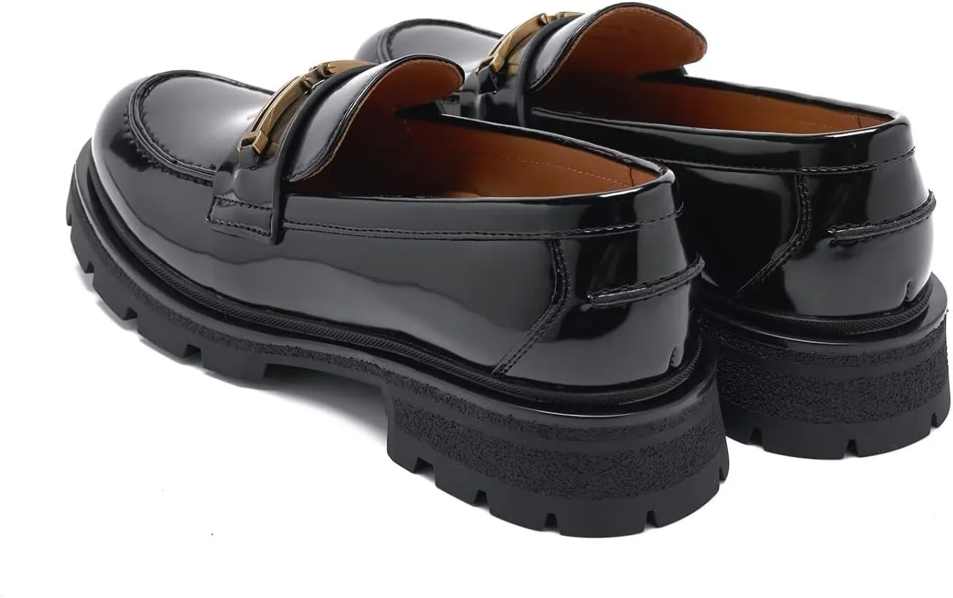 Women's Business Casual Chunky Loafers - Comfortable Platform Slip-Ons