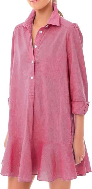 Womens Casual Button Down Shirt Dress Long Sleeve Collared Pleated Swing Mini Dresses Tunic Blouse Top