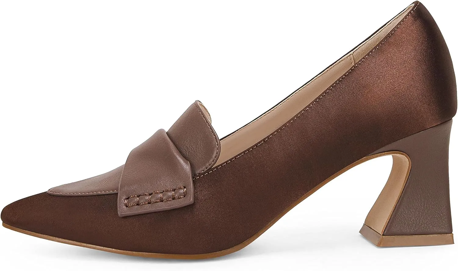Women's Chunky Block Low Heels Pumps Stitching Retro Work Office Dress Shoes