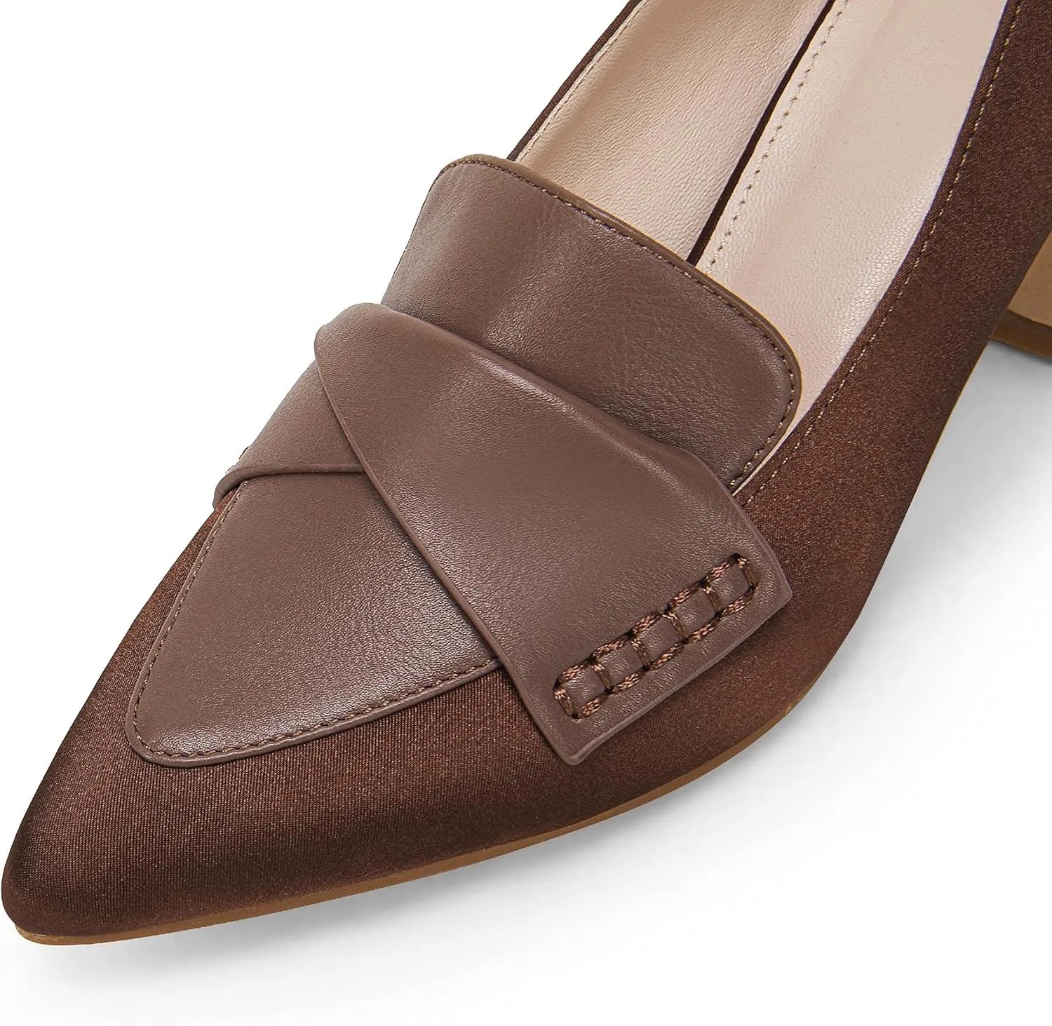 Women's Chunky Block Low Heels Pumps Stitching Retro Work Office Dress Shoes