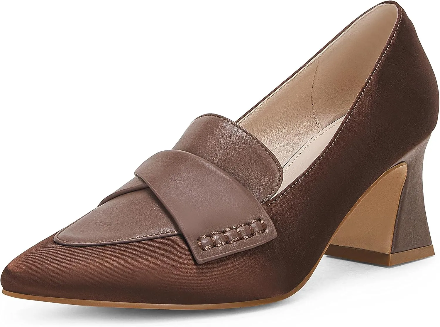 Women's Chunky Block Low Heels Pumps Stitching Retro Work Office Dress Shoes